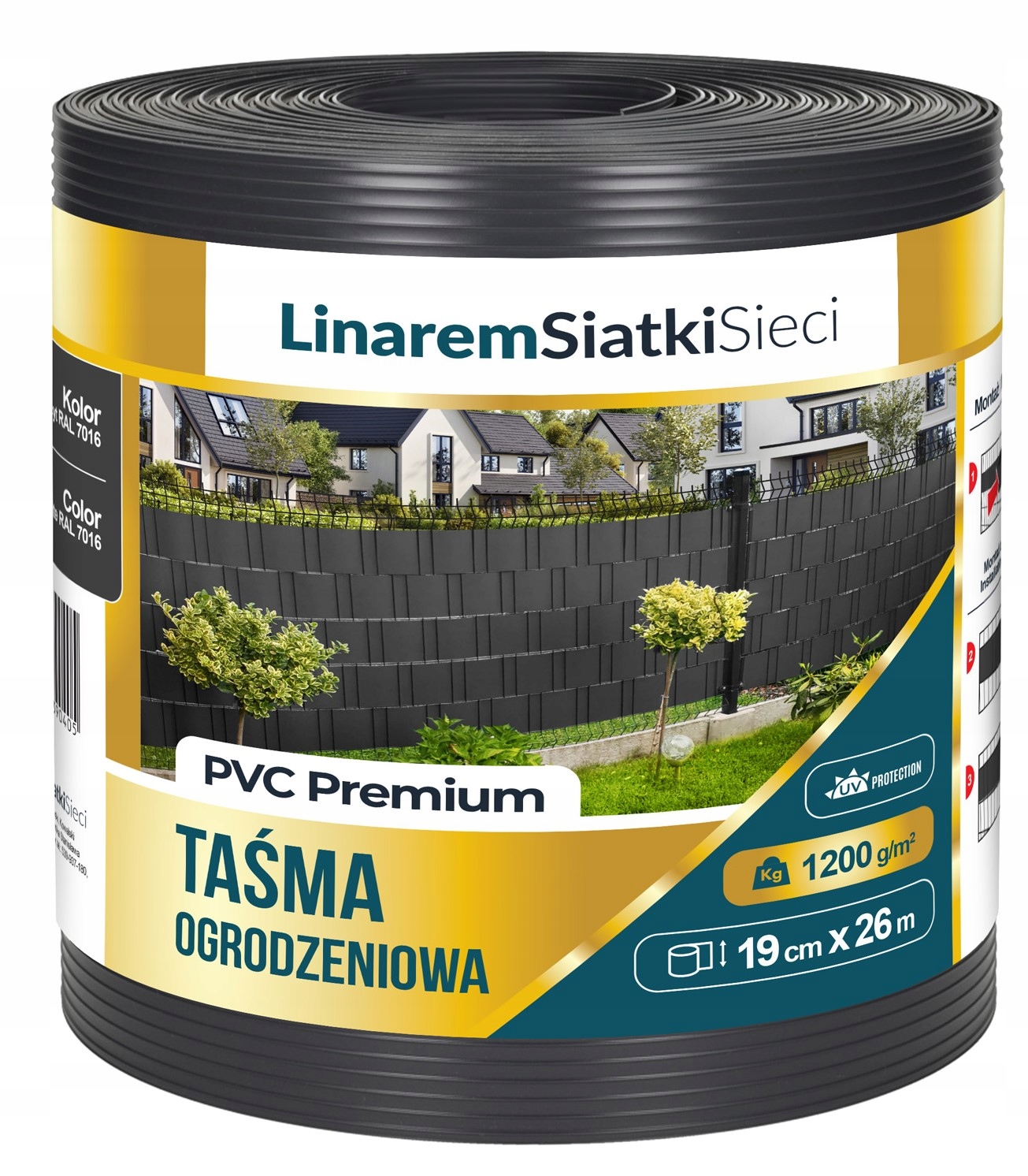Stínící Panelové Pásy 19x26 m Premium 1200 g Antracit Na Panelové Ploty Uv+