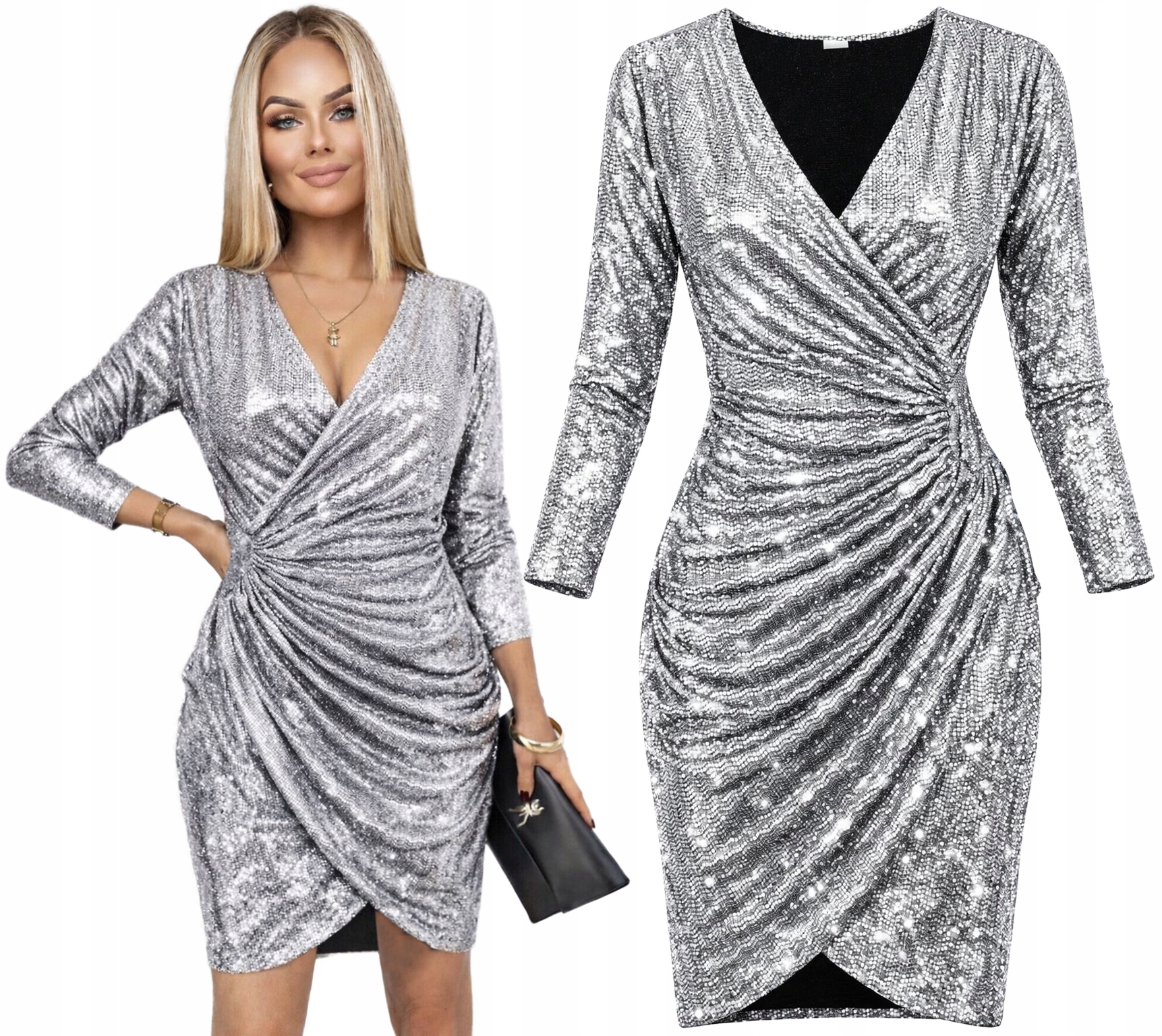 Elegantní lesklá Šaty Dámské řasení svatební hostina párty 48 Manuela