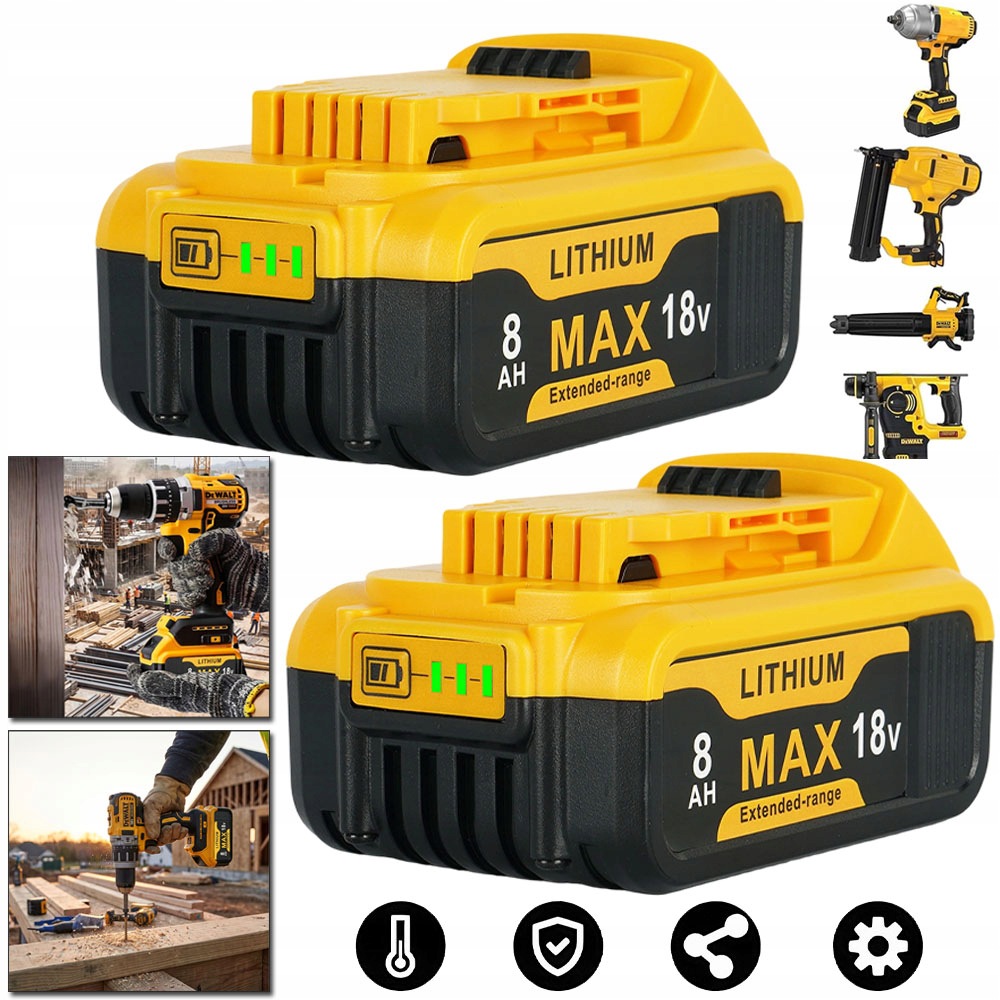 2 Szt. 18V 8,0AH Akumulator, Akumulator Zamienny, Do Narzędzi Elektrycznych