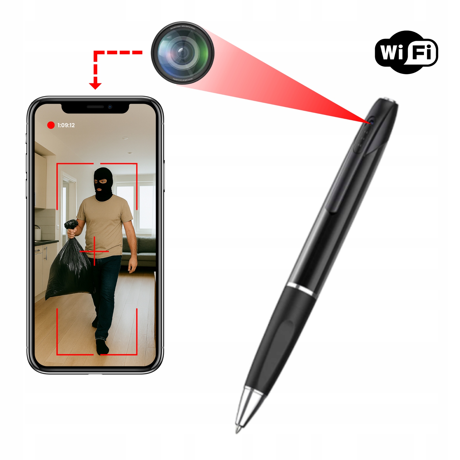 Skrytá Mini Kamera V Pere Wifi Špionážny Náhľad Skúška Telefón