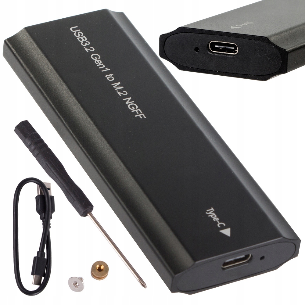 Obudowa adapter dysku kieszeń m.2 sata ngff usb 3.1 usb typ-c 2230-2280mm