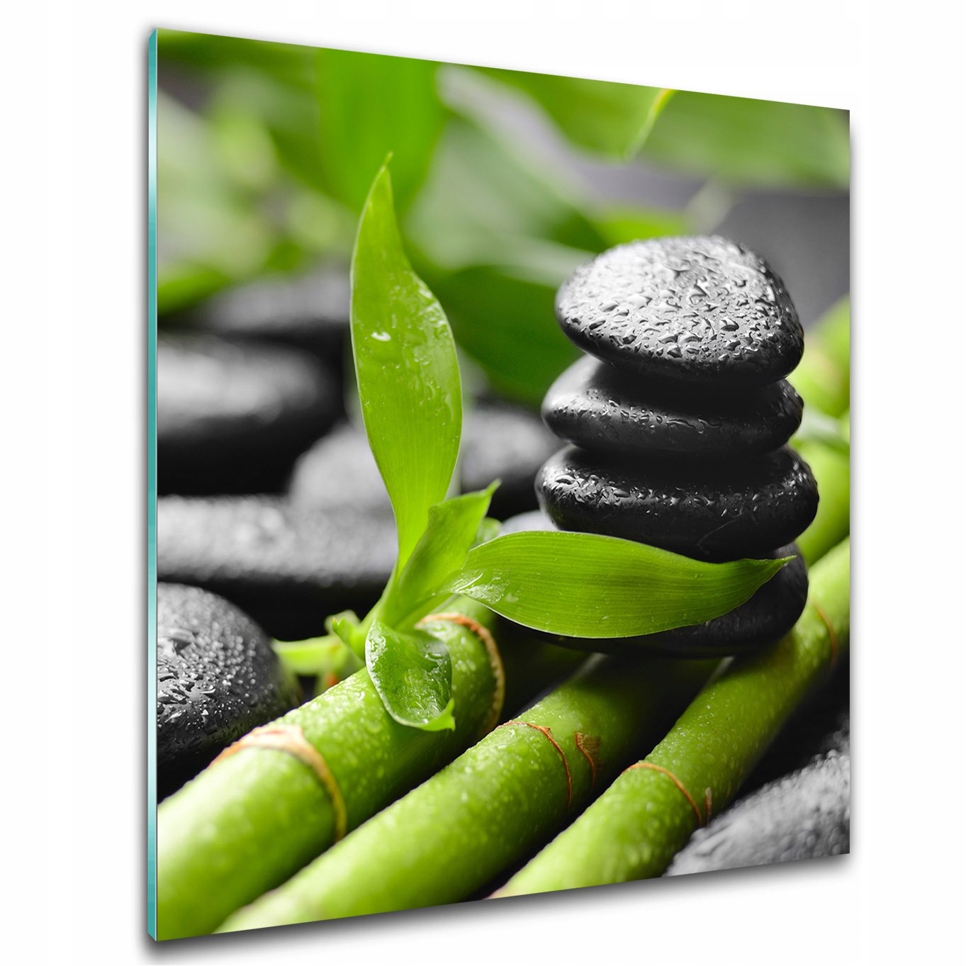 

Foto obraz na szkle ścienny Kamienie Bambus 40x40