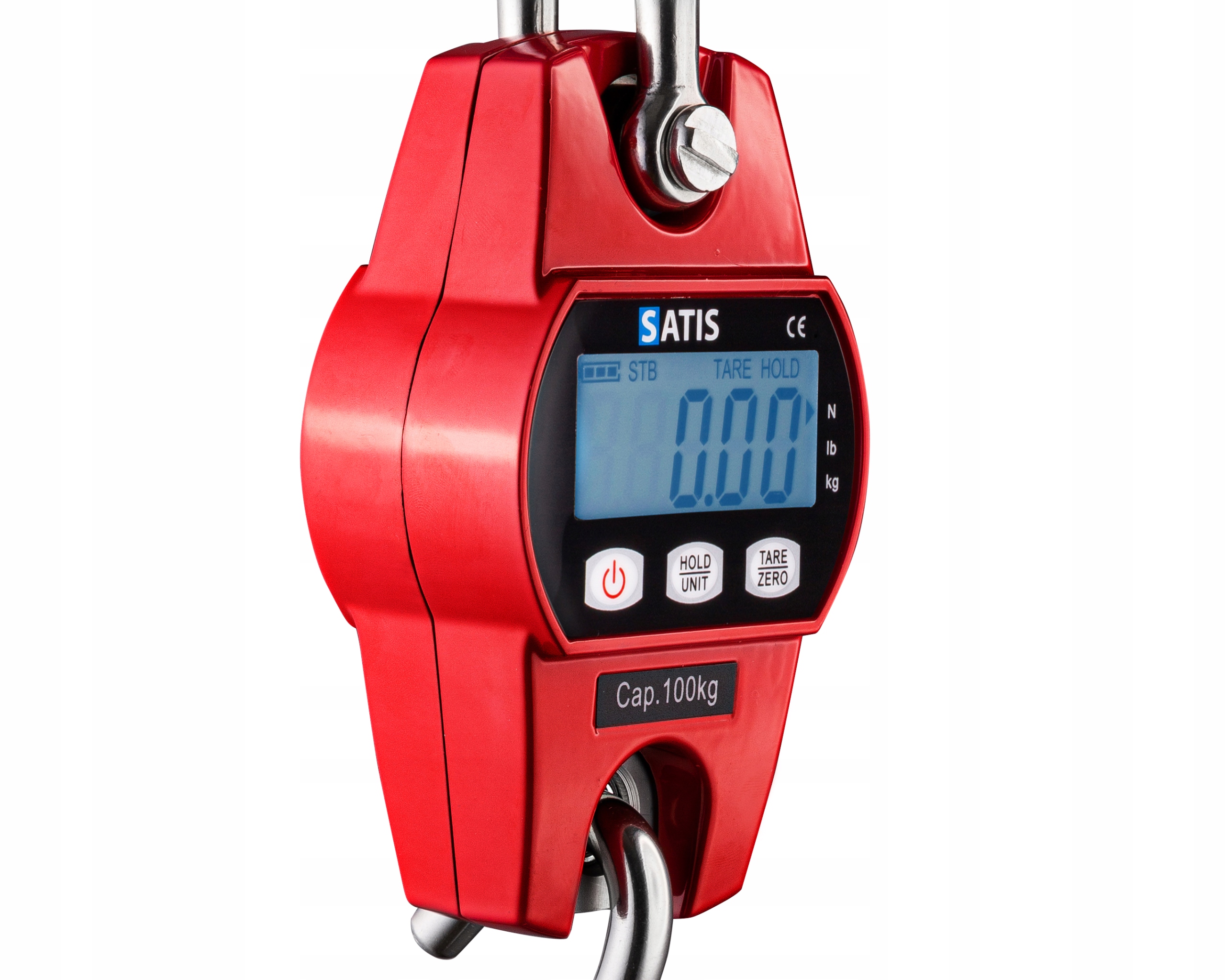 WAGA ELEKTRONICZNA WĘDKARSKA HAKOWA PODWIESZANA SATIS 100kg WISZĄCA LCD Materiał metal szkło