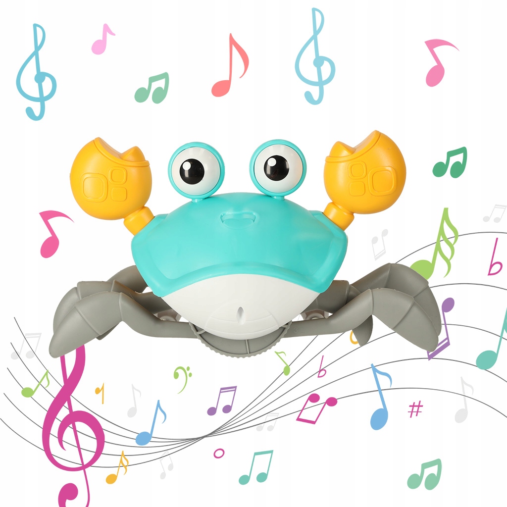 UCIEKAJĄCY KRAB ZABAWKA INTERAKTYWNA ROBOT LED Kolor dominujący odcienie niebieskiego