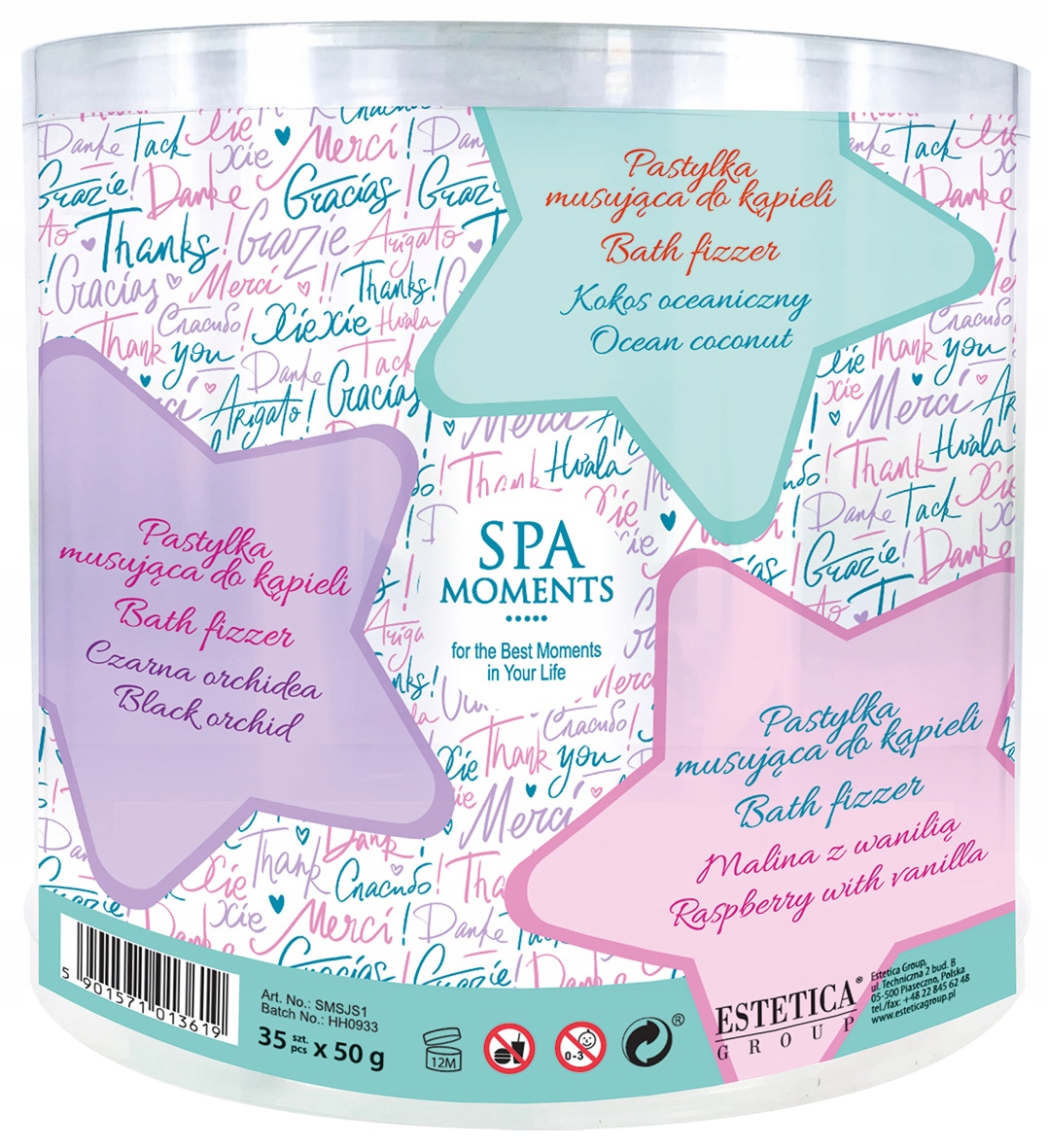 Šumivé pastilky do koupele ve tvaru hvězdiček 35ks x 50 g SPa Moments