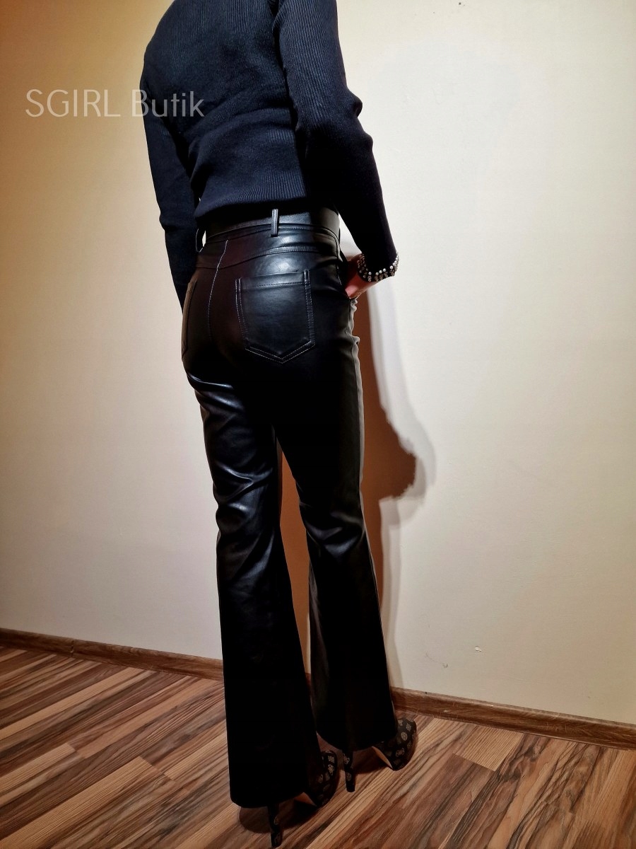 Dámské Kožené Kalhoty M Voskované S Páskem