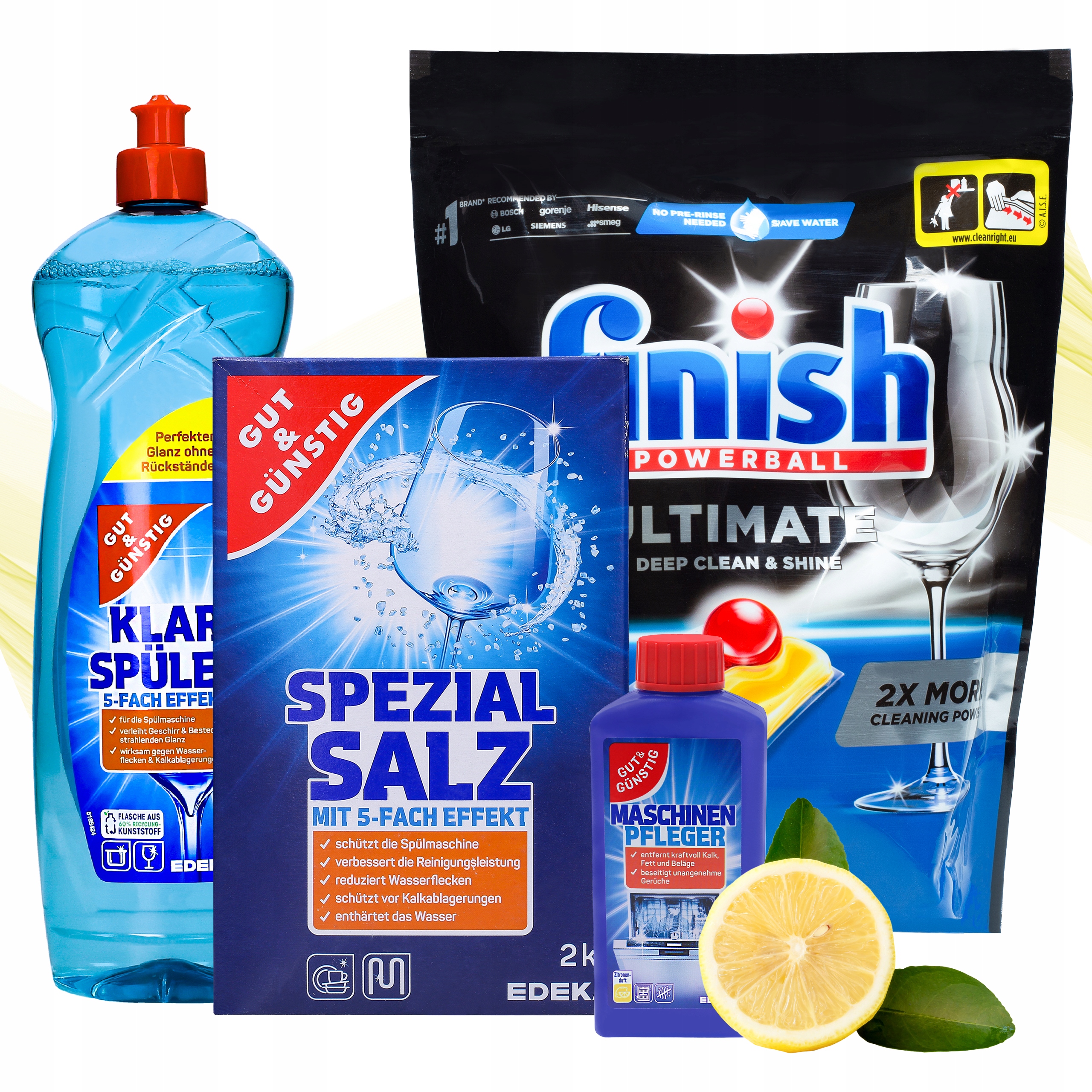 Levně Sada G&g do myčky Finish kapsle 100 Ks Sůl 2kg Leštidlo Čistič