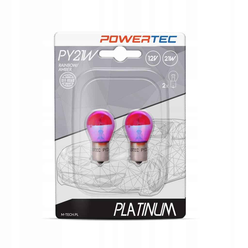 Żarówki PY21W S25 12V 21W BAU15s *Rainbow* M-tech 2szt.