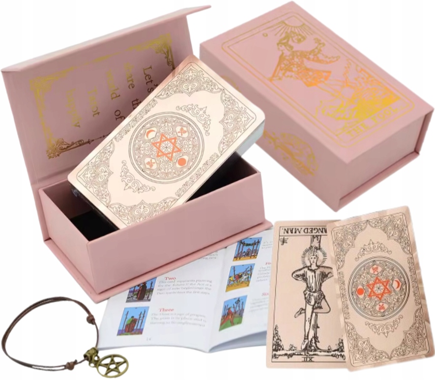 ZESTAW KLASYCZNYCH KART TAROTA WRÓŻENIA TARO SUN ZŁOTA FOLIA 78 KART PVC