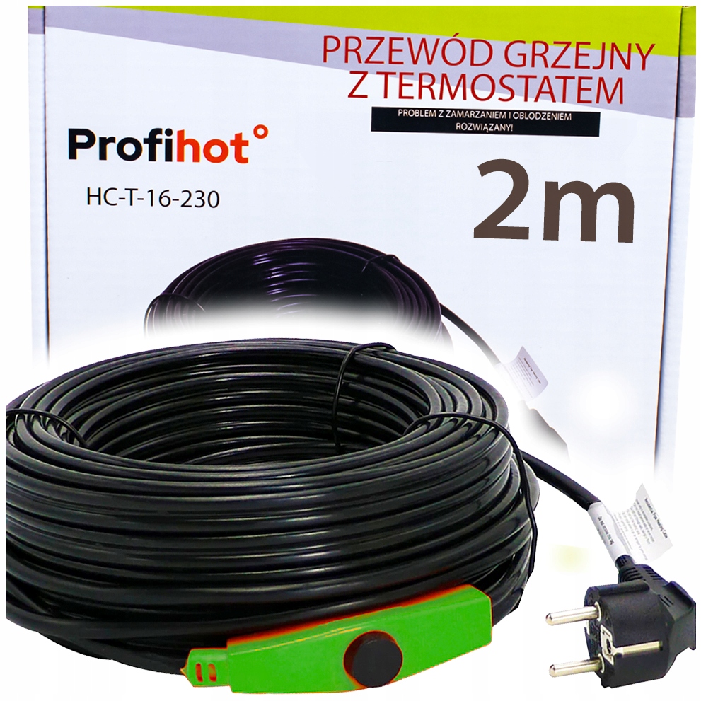 Topný Kabel S Termostatem pro okapové potrubí 230 V 32 W 2 M
