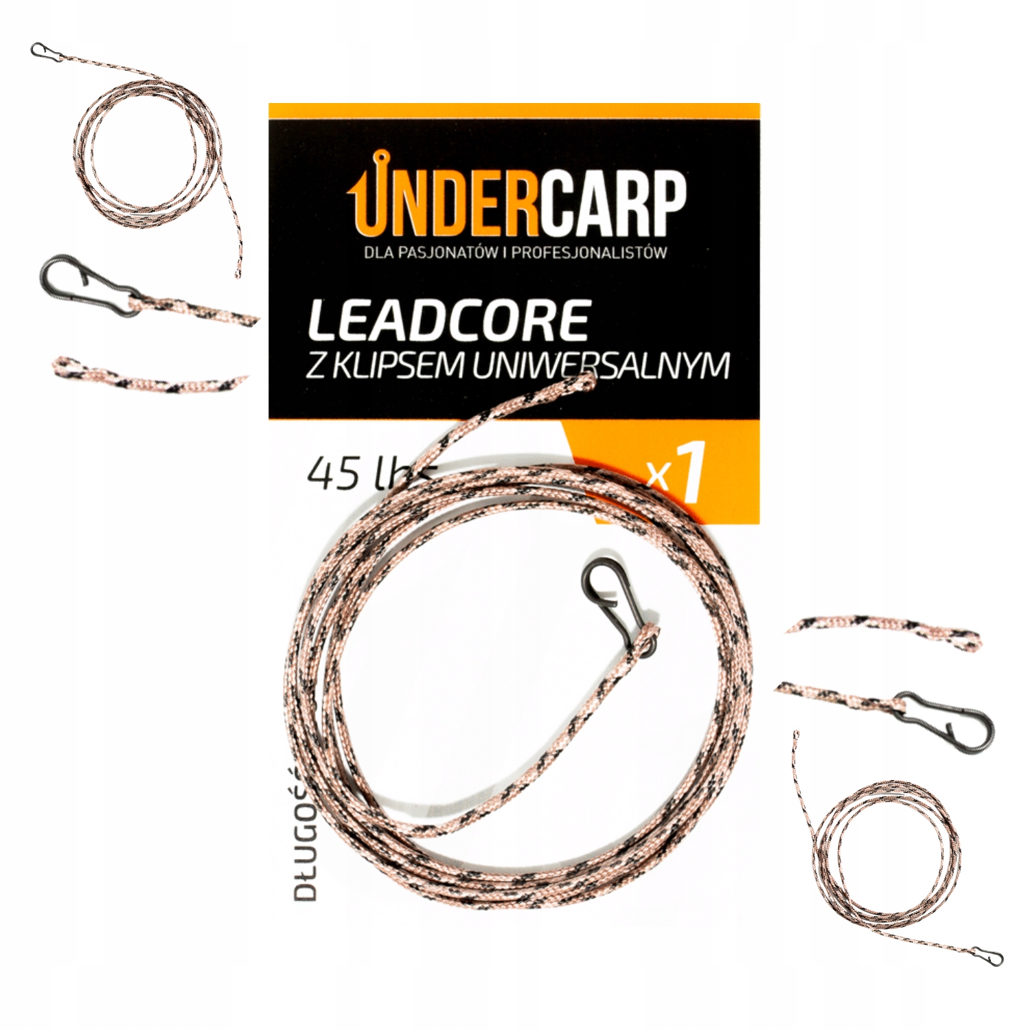 Leadcore Z Klipsem Uniwersalnym 45 Lbs 100 Cm Undercarp Brązowy