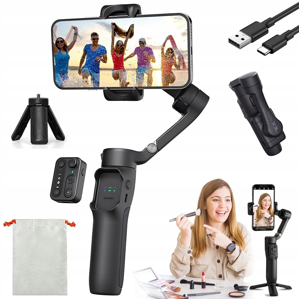 Bluetooth Selfie Tyč Stabilizátor Smartphonu Cestovní Magnetické Dálkové Ovládání