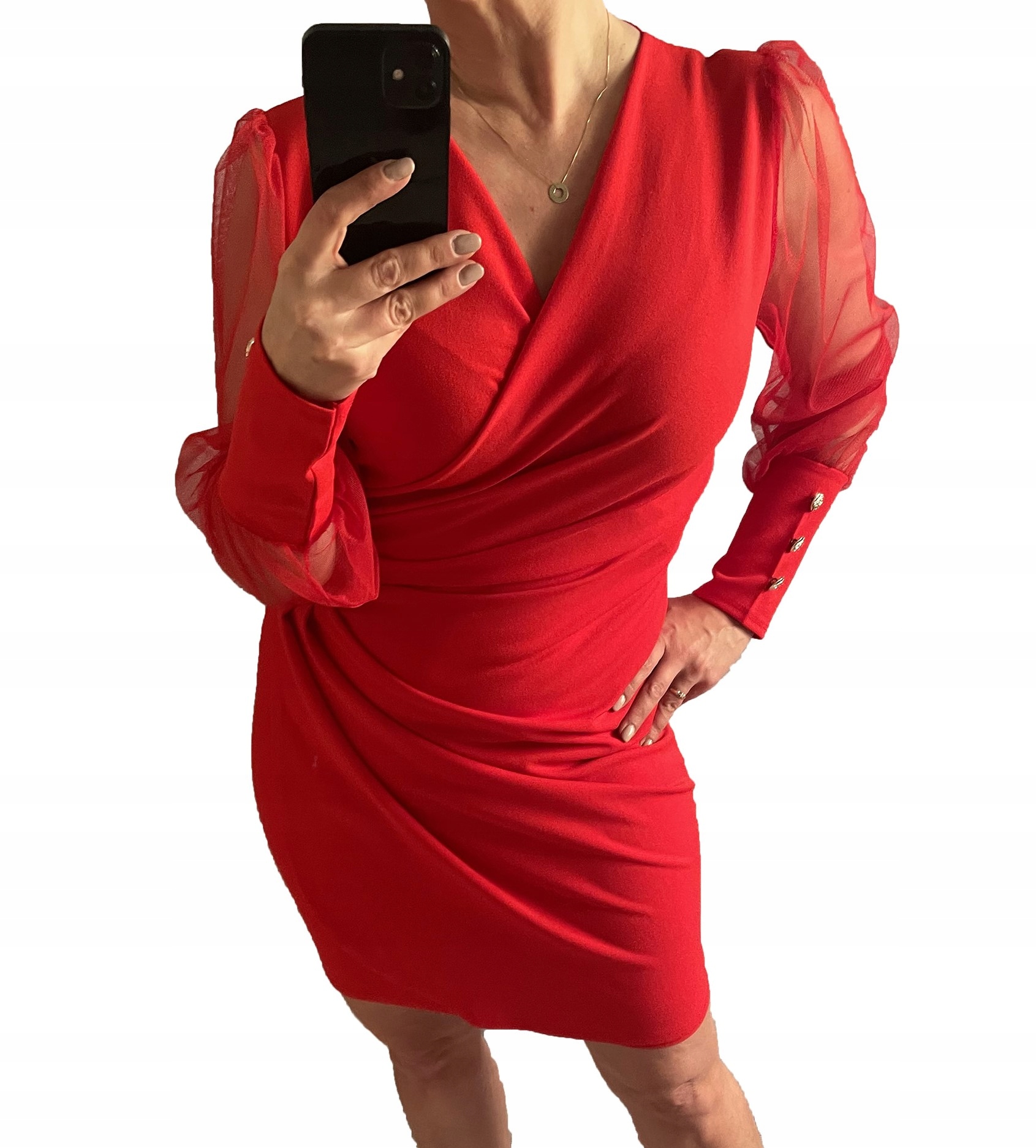 

V393 Sukienka Kopertowa Rękaw Tiulowy r 46 (3XL)