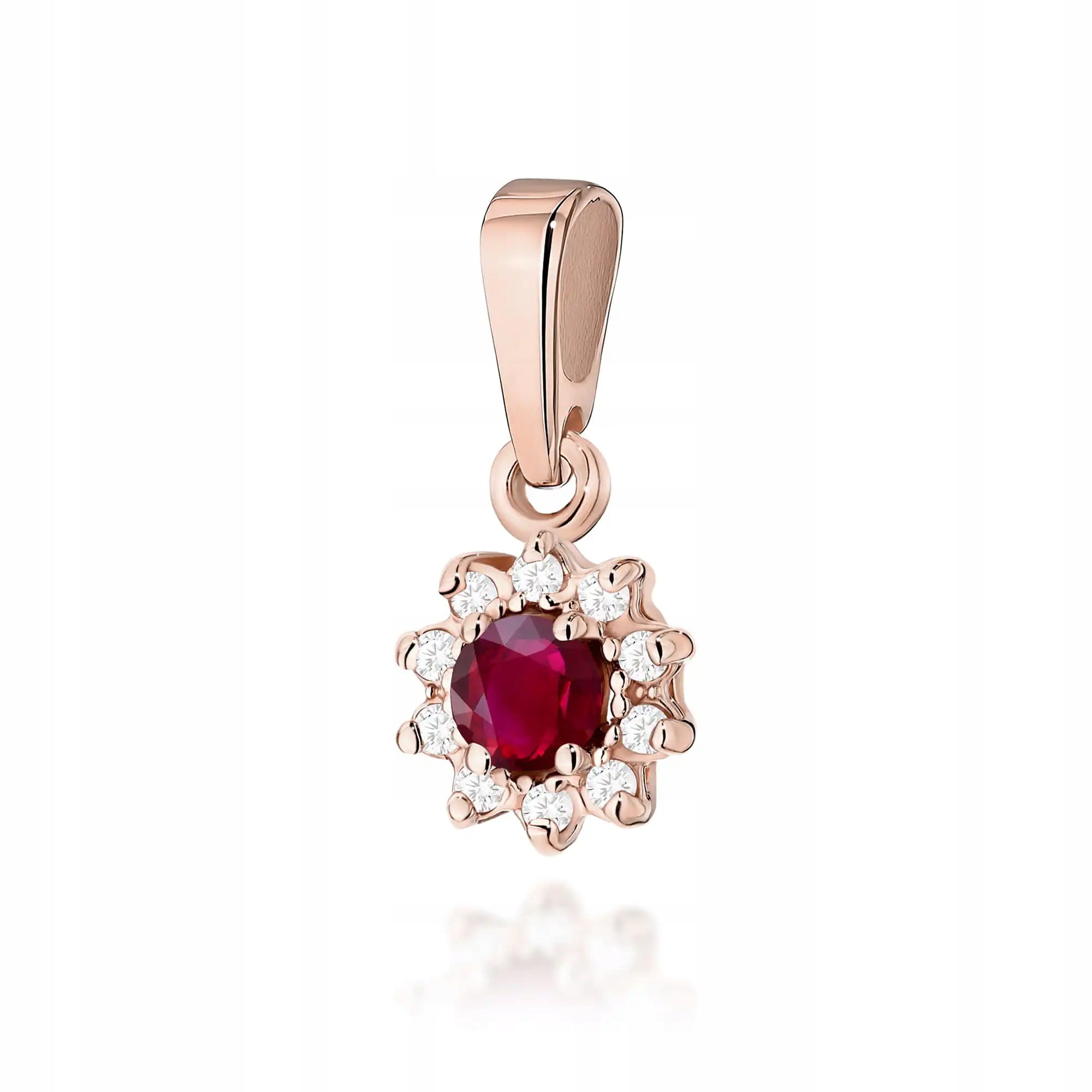 Přívěsek ze zlata 585 s rubínem a diamanty růžové zlato elegantní a módní