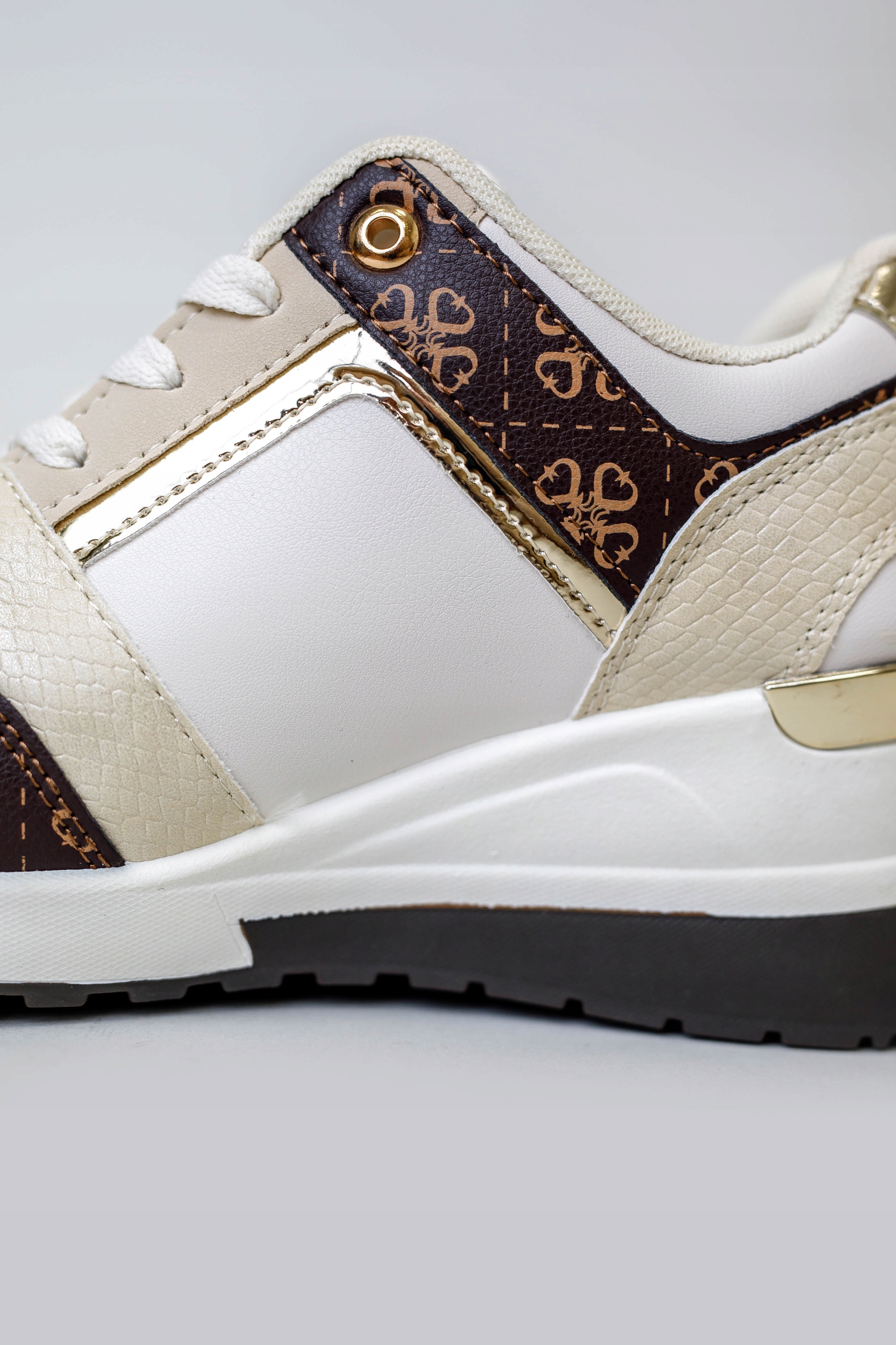 Sneakersy SPORTOWE damskie NA KOTURNIE beżowe (40) Rozmiar 40