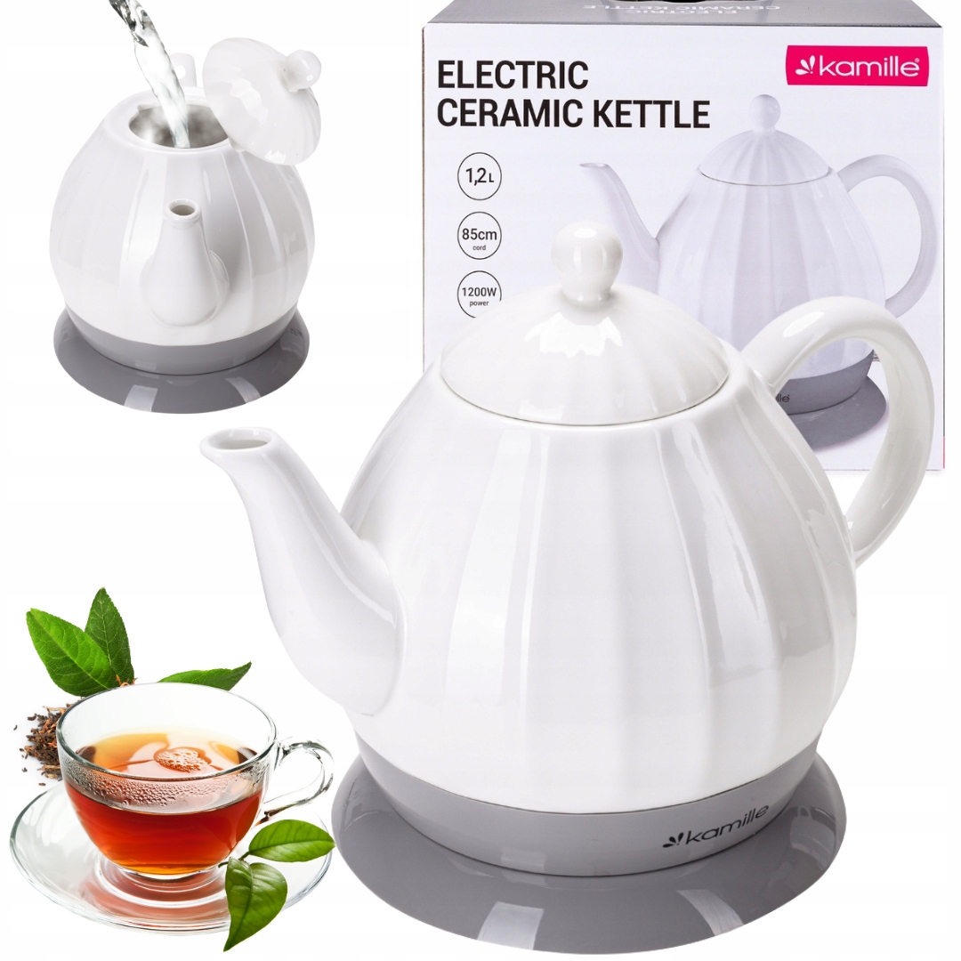 Czajnik Elektryczny Bezprzewodowy Ceramiczny Kamille 1200 W 1,2 L biały