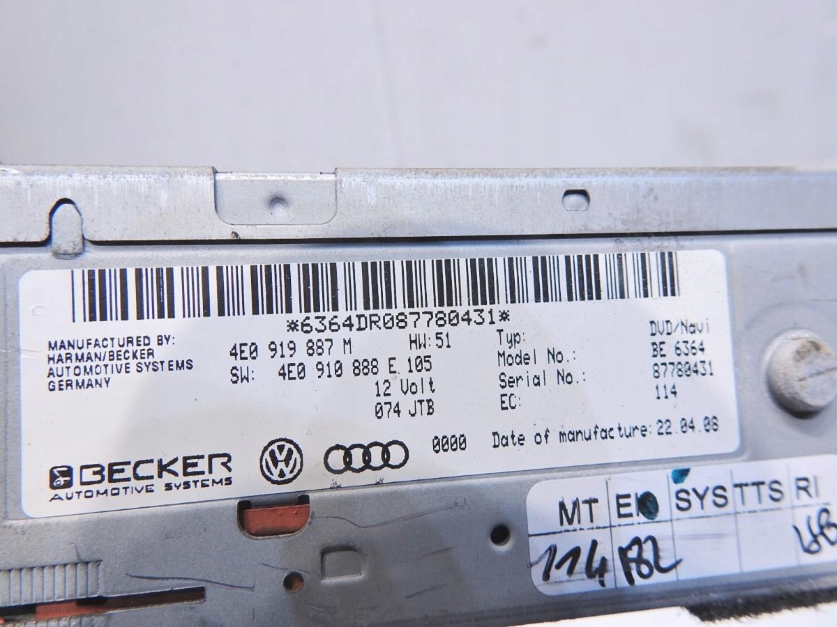 считыватель навигации Audi A6 C6 4E0919887M 4E0910888E BE6364