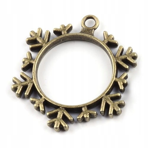 BEZ34 Zawieszka ramka do żywicy Śnieżynka 34x38mm