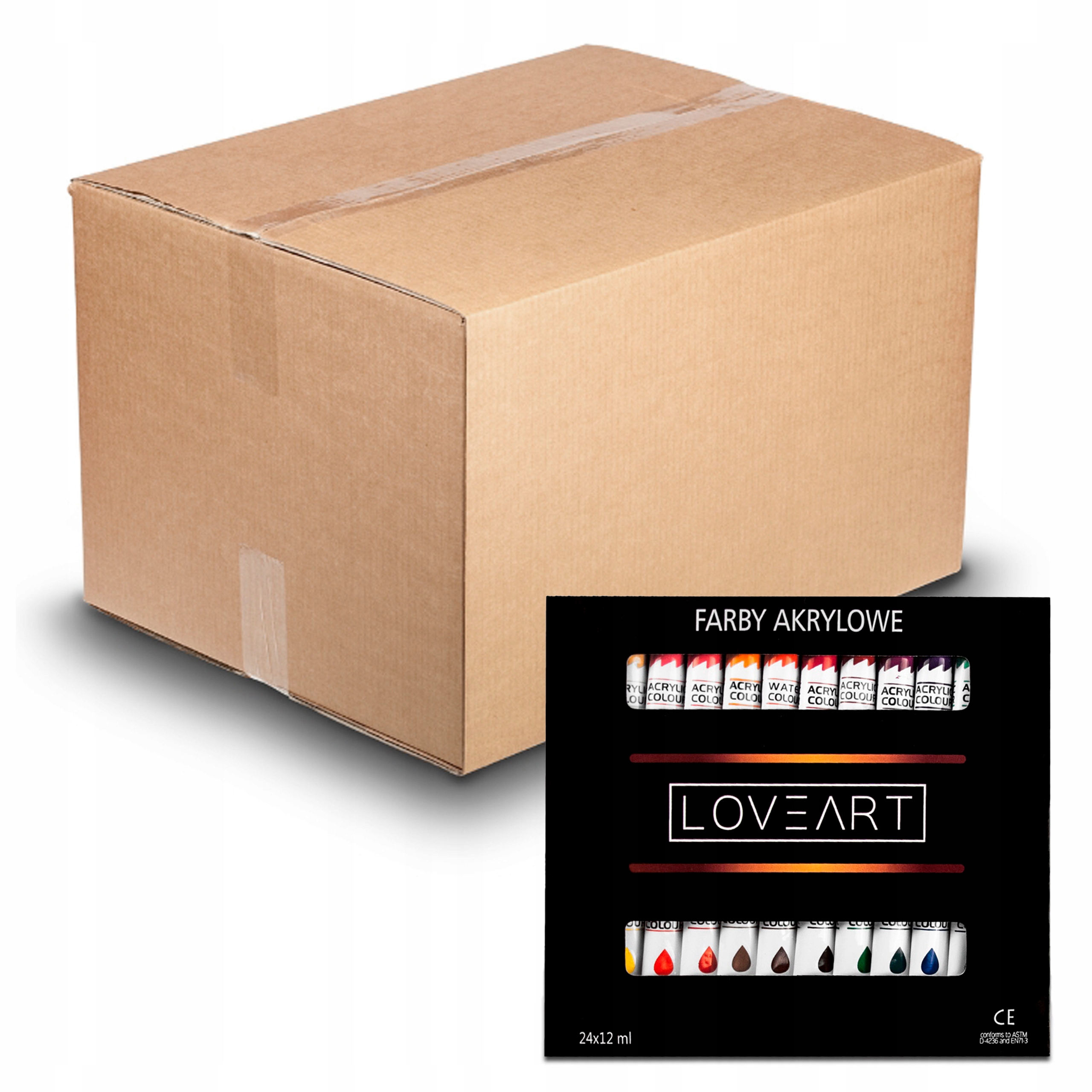 Akrylové barvy Loveart 24x12 ml Sada akrylových barev Velkoobchod 24 kusů