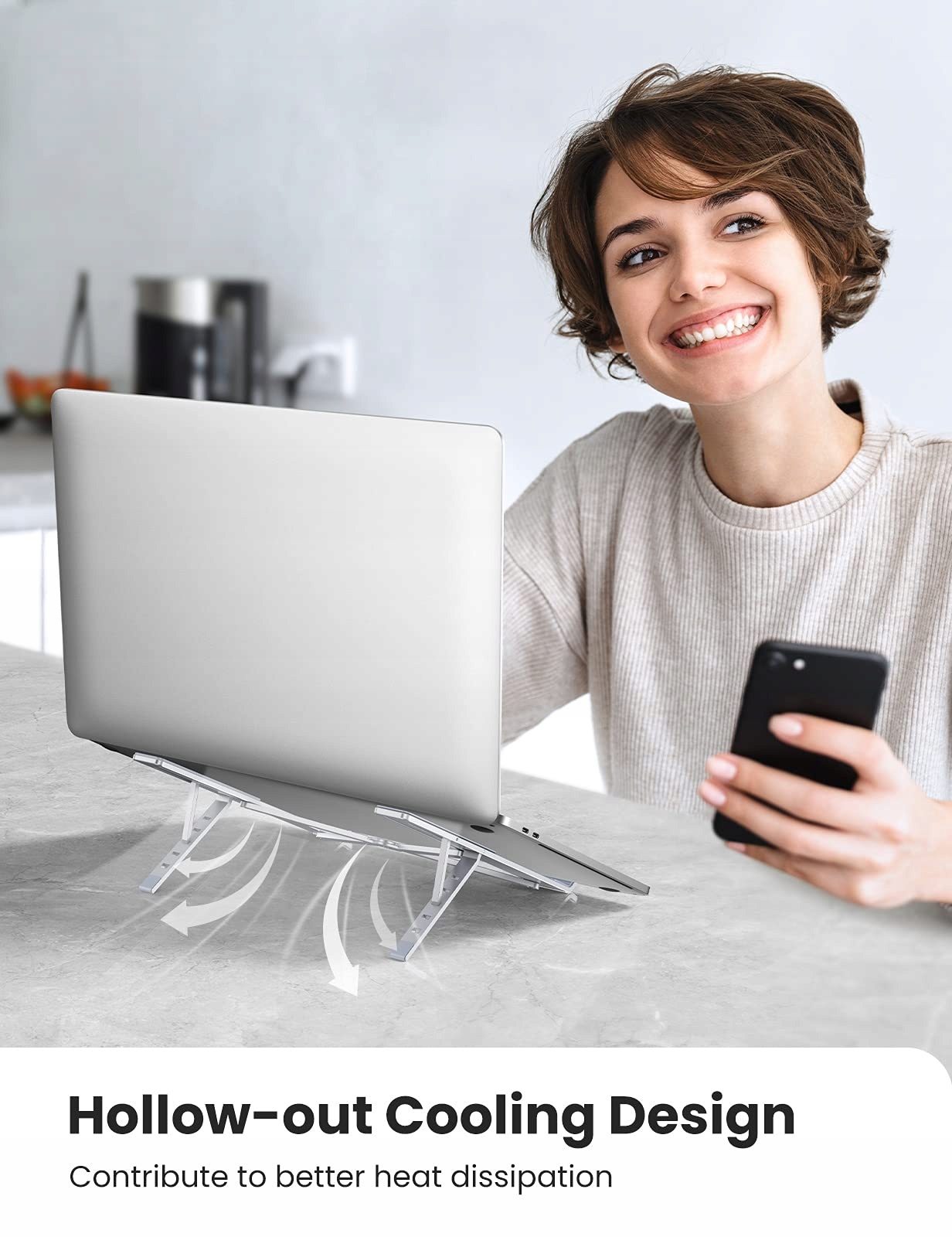 UGREEN ALUMINIOWY STOJAK NA LAPTOP REGULOWANY ERGONOMICZNY DO 17.3 CALA — miniatura 7
