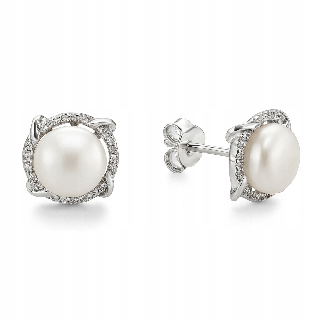 Stříbrné náušnice Ag 925 s perlou a zirkony IM0060925ER
