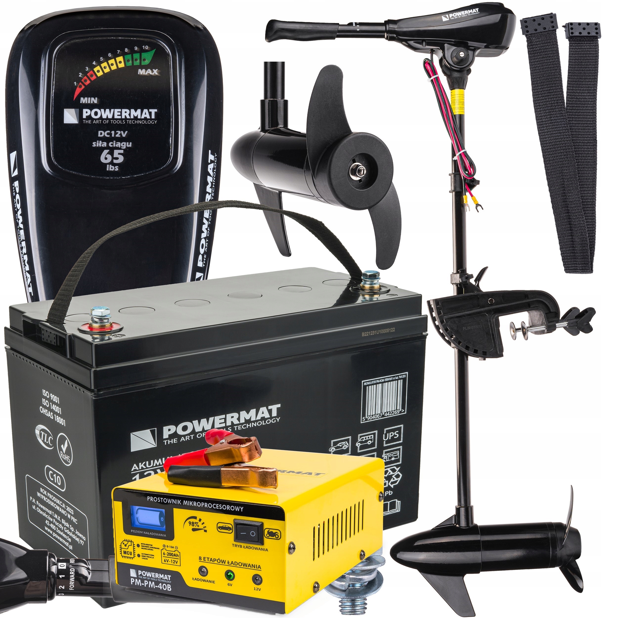 Silnik ZABURTOWY Elektryczny 65lb +AKU +Prostownik