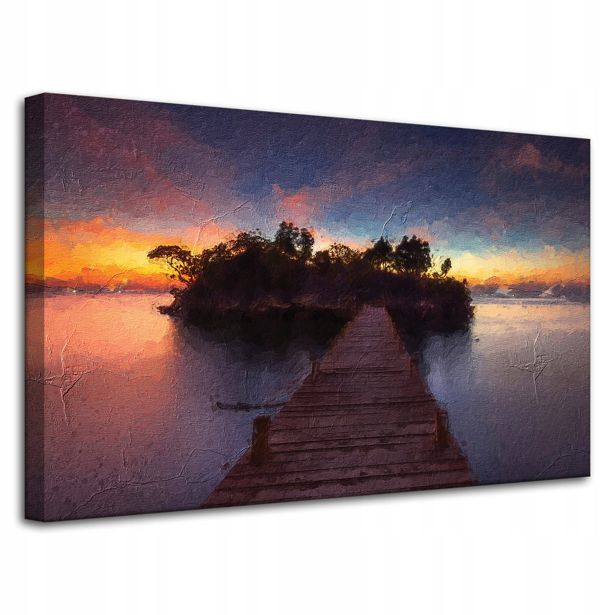 Obraz na plátně Dřevěný most Západ slunce Voda 80x50 cm