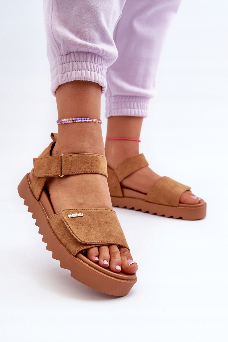 SANDAŁY DAMSKIE NA PLATFORMIE EKO ZAMSZ BIG STAR NN274705 BRĄZOWE 39 Marka Big Star