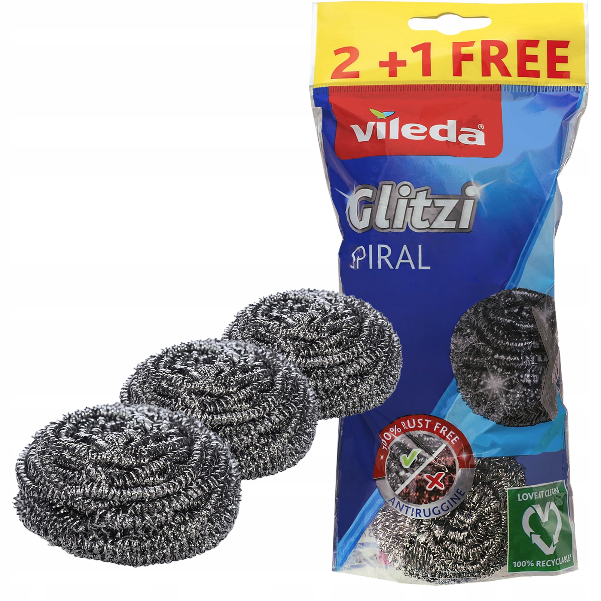 Zmywak Druciak Do Naczyń Glitzi Spiral Vileda 2+1