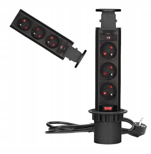 

Gniazdo Meblowe Wysuwane z Blatu 3x 230V z Bolcem