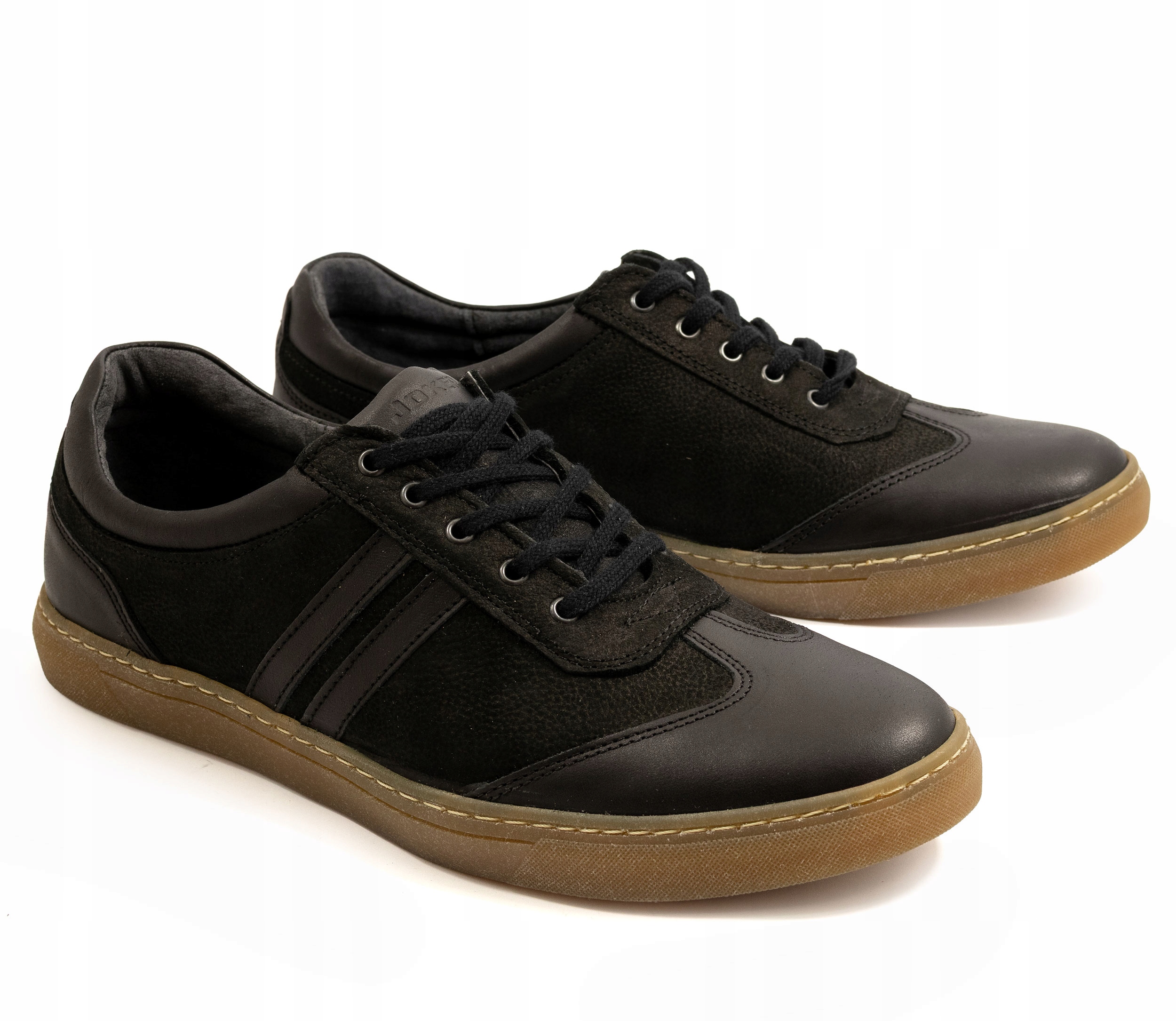 Pánské kožené černé polobotky casual polské pohodlné joker 906 czj 43