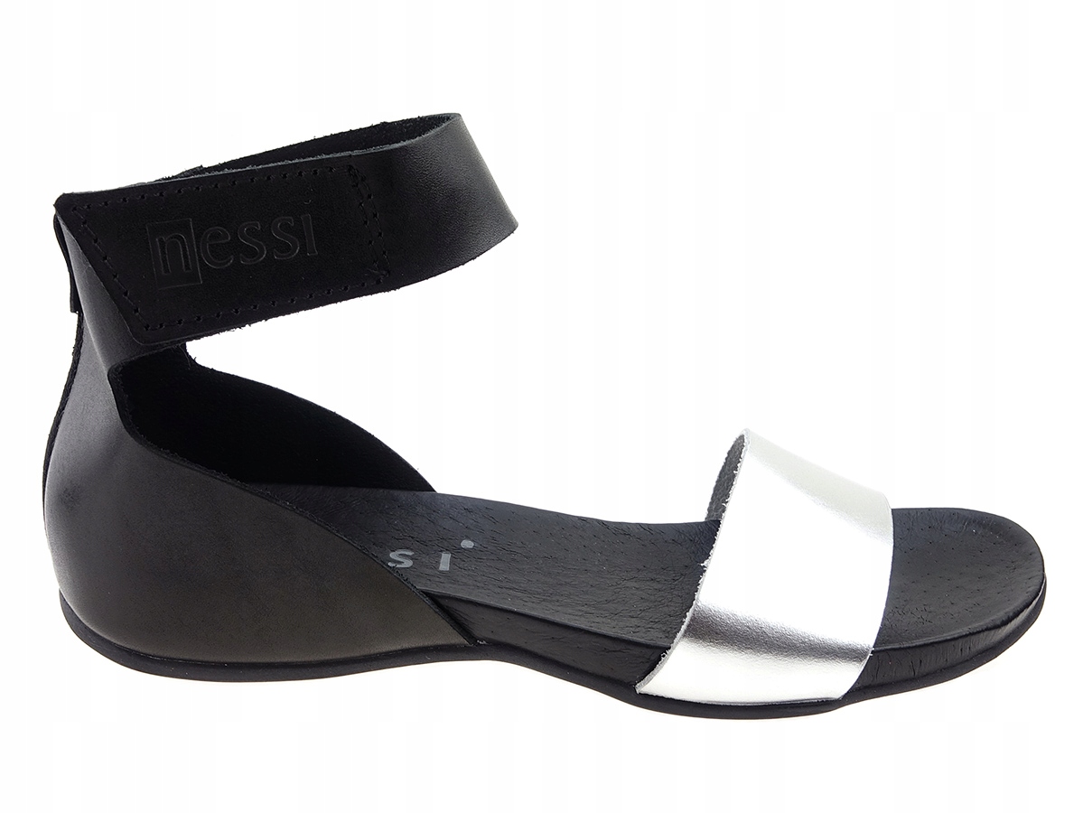 

Nessi sandały buty 50004 czarny, srebrny, skóra 40