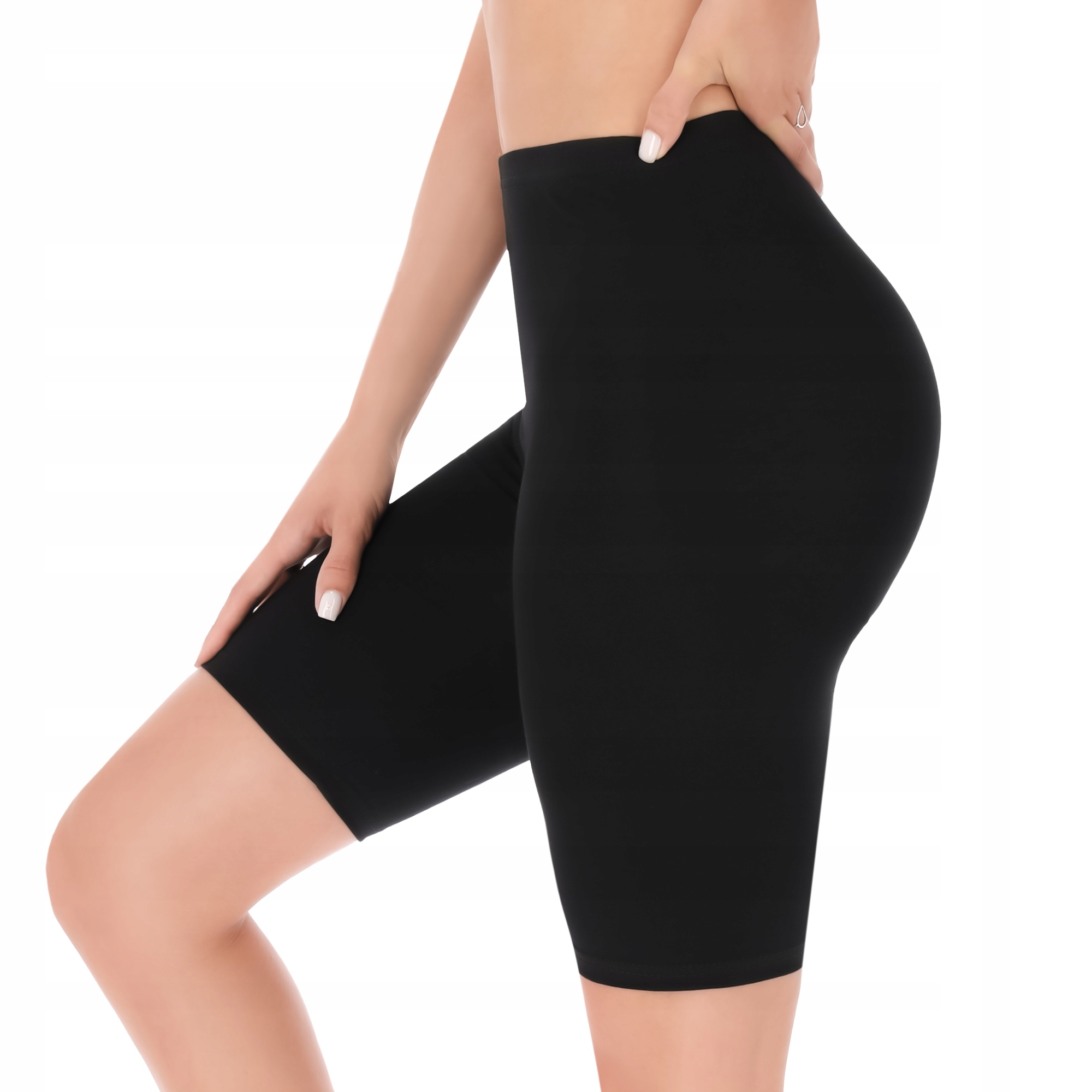 Kolarki damskie krótkie spodenki legginsy bikery bawełniane czarne XL