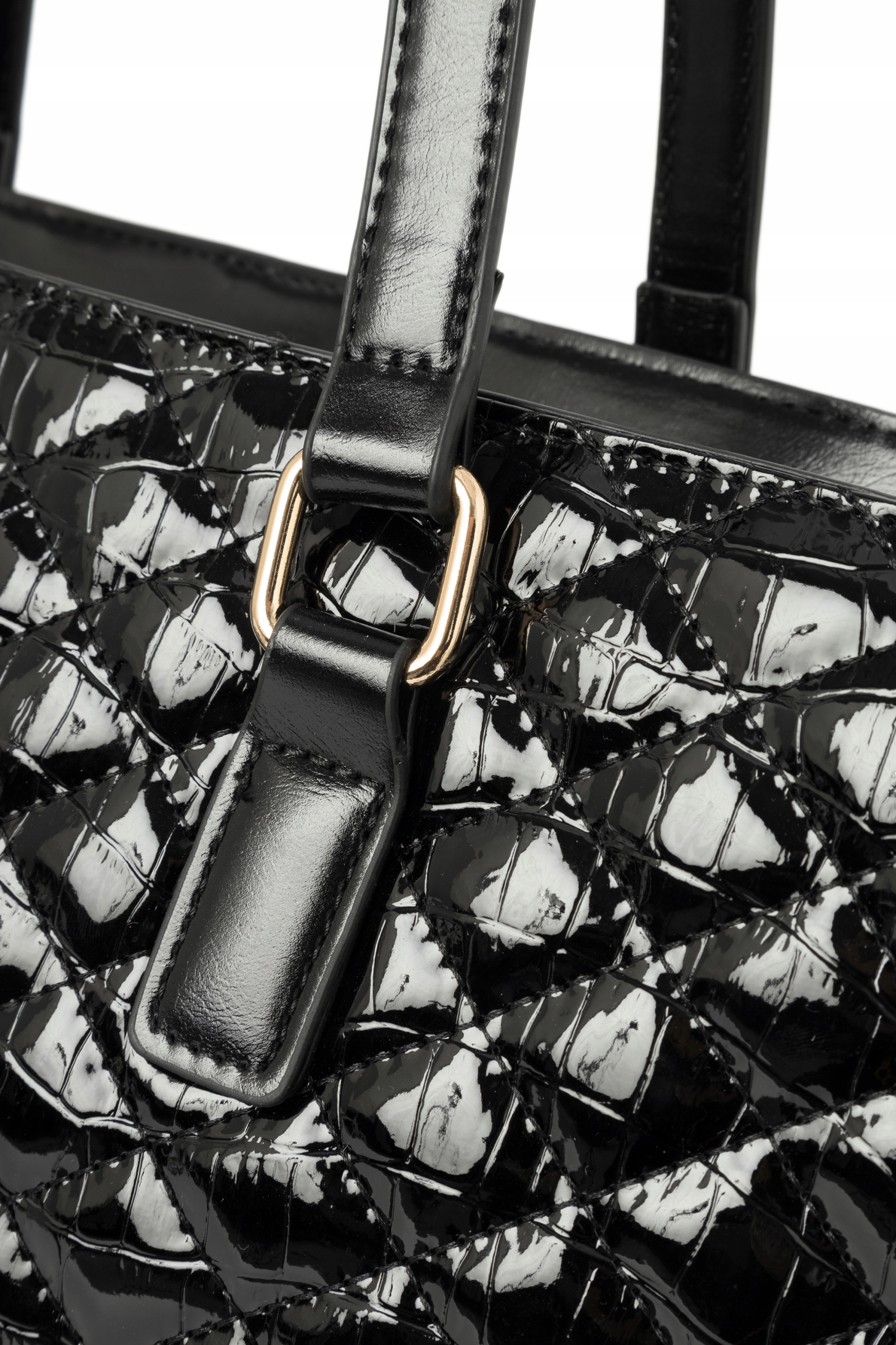 CZARNA DUŻA TORBA DAMSKA PIKOWANA SHOPPERKA NOBO CROCO POJEMNA WYGODNA Model NBAG-R1541-C020