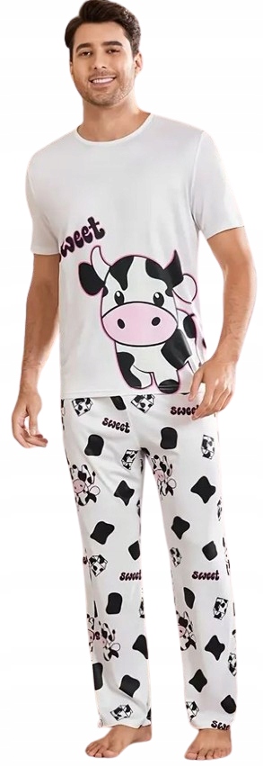 Zábavné Pyžamo Kráva Dlouhé Kalhoty Kravské Záplaty Tričko Kravička S