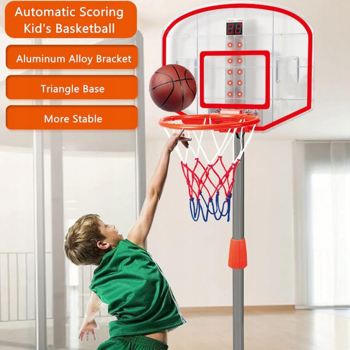Kosz do koszykówki regulowany 100-170 cm zestaw z piłką pompką LICZNIK LED Rodzaj zestaw do koszykówki