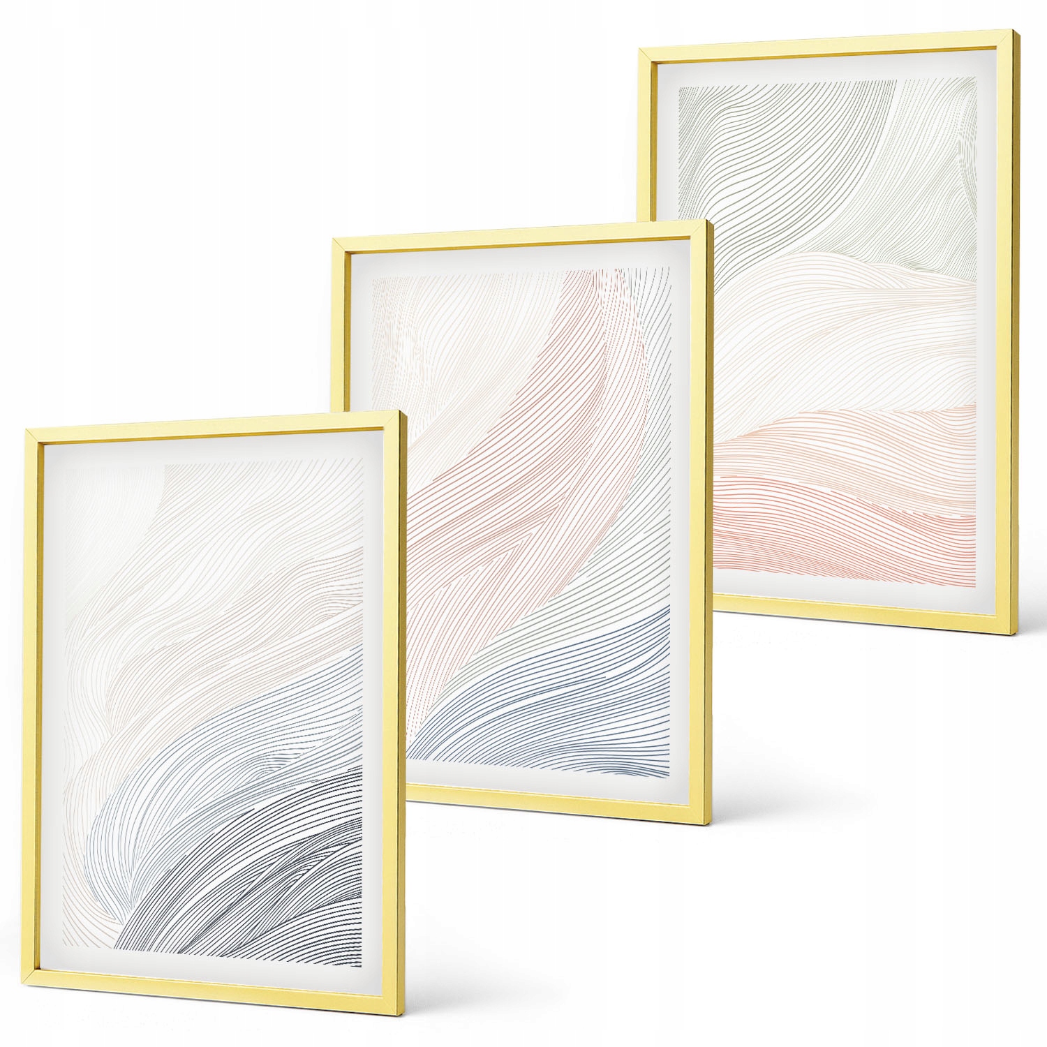 Obraz připravený k zavěšení Abstraktní vlny karton pastel Zlatý rám