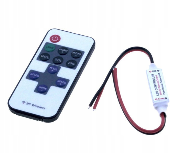 

Ściemniacz Led mono mini Rf DC 12V 6A 72W przewody