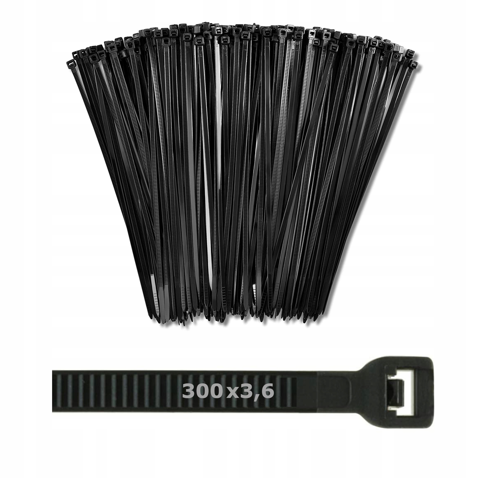 Opaski Zaciskowe Kablowe Trytki Czarne 300x3,6mm 100SZT Mocne
