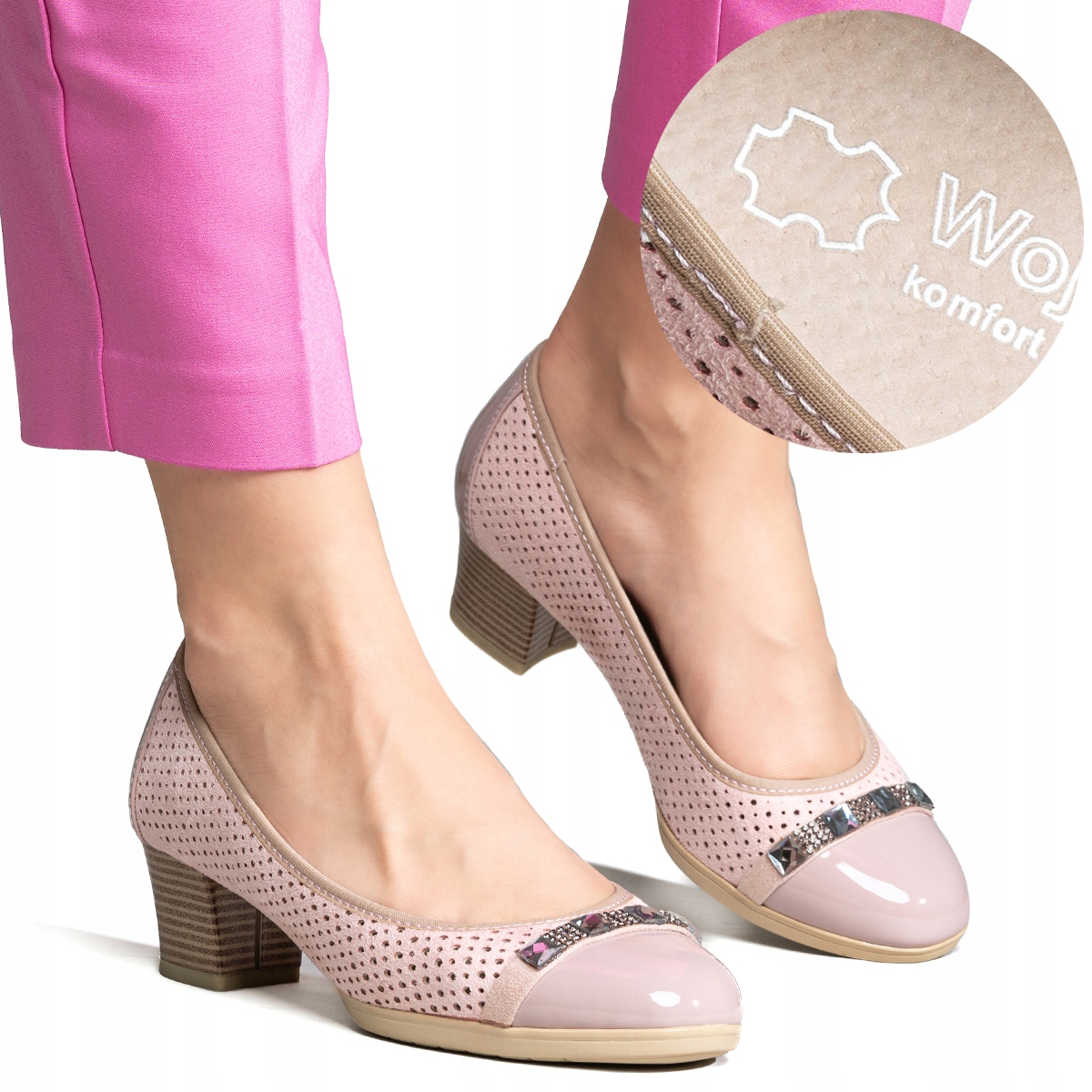 Polobotky polobotky Širší ažurové v.KŮŽE módní lehké Wojtyłko 38