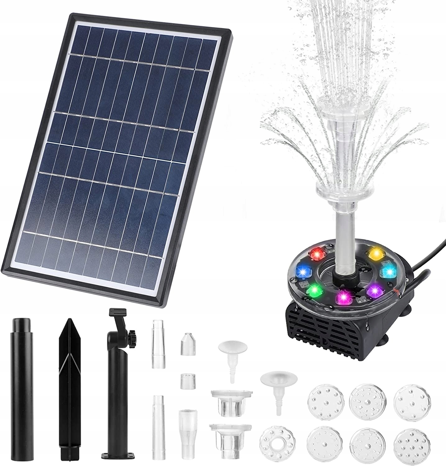 Fontanna Solarna Ogrodowa Do Oczka Wodnego 7W 3000mAH 230L/H Led
