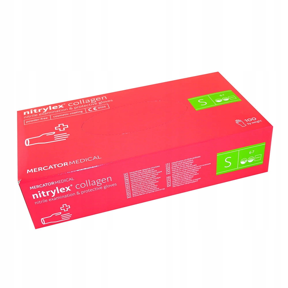 rękawice nitrylowe RÓŻOWE collagen  A'100 rozm. S — 3