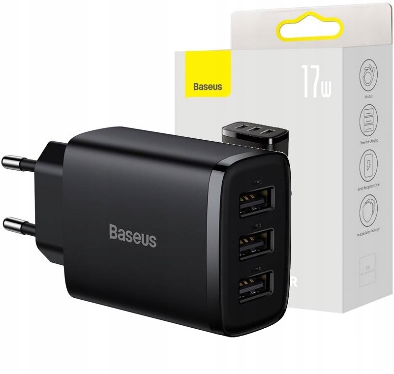 Ładowarka sieciowa 3xUSB 5V 2,4A max 17W BASEUS