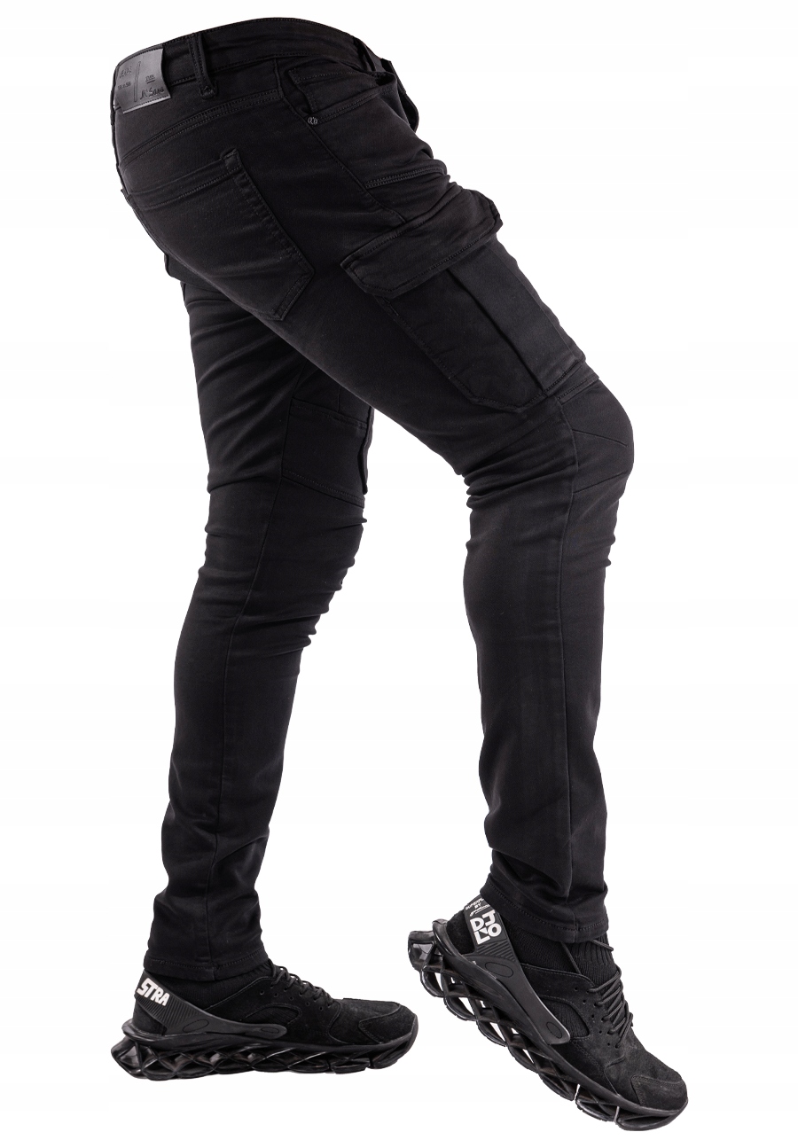 Spodnie męskie BOJÓWKI CZARNE wąska nogawka BERETI r.32 Kolor czarny