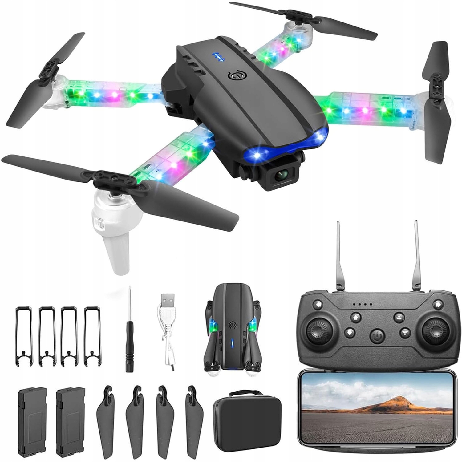 DRON E99 2x KAMERA ZAWIS 500M UNIKANIE PRZESZKÓD WIFI+WALIZKA PILOT
