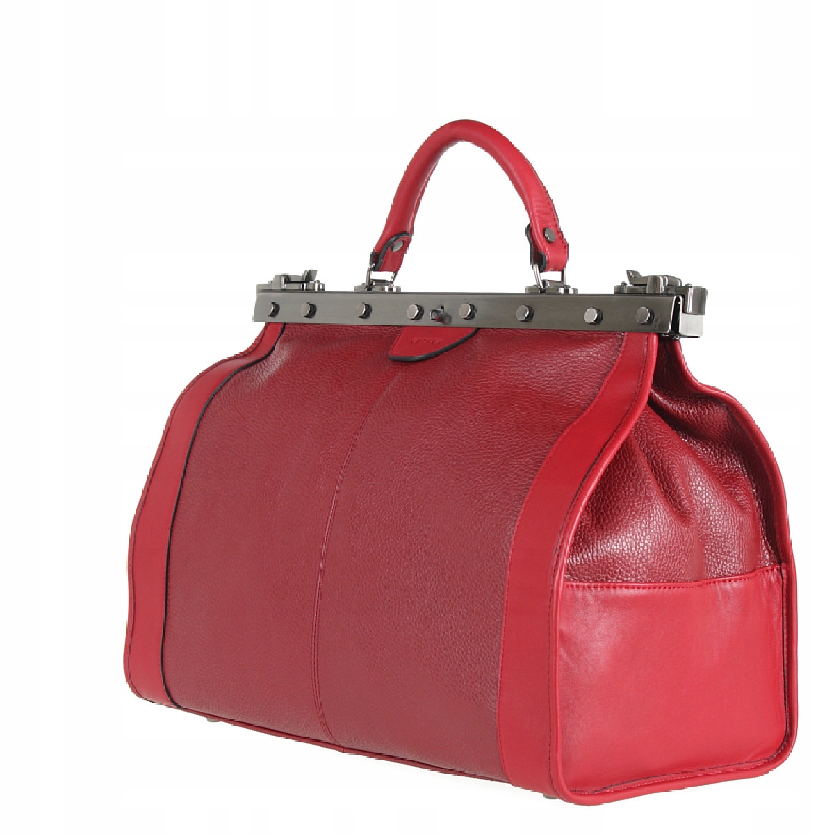 Kufer lekarski podróżny szlachetna skóra licowa bordo KATANA