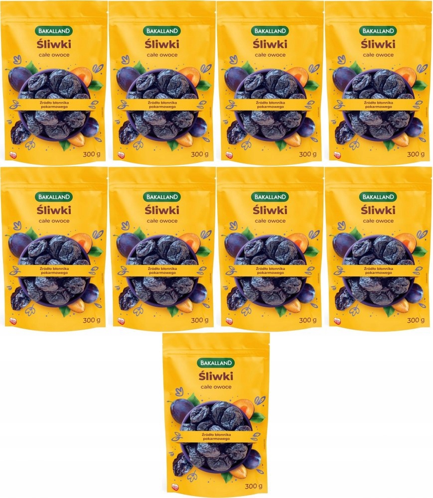 Bakalland Śliwki Suszone Całe 300G x9