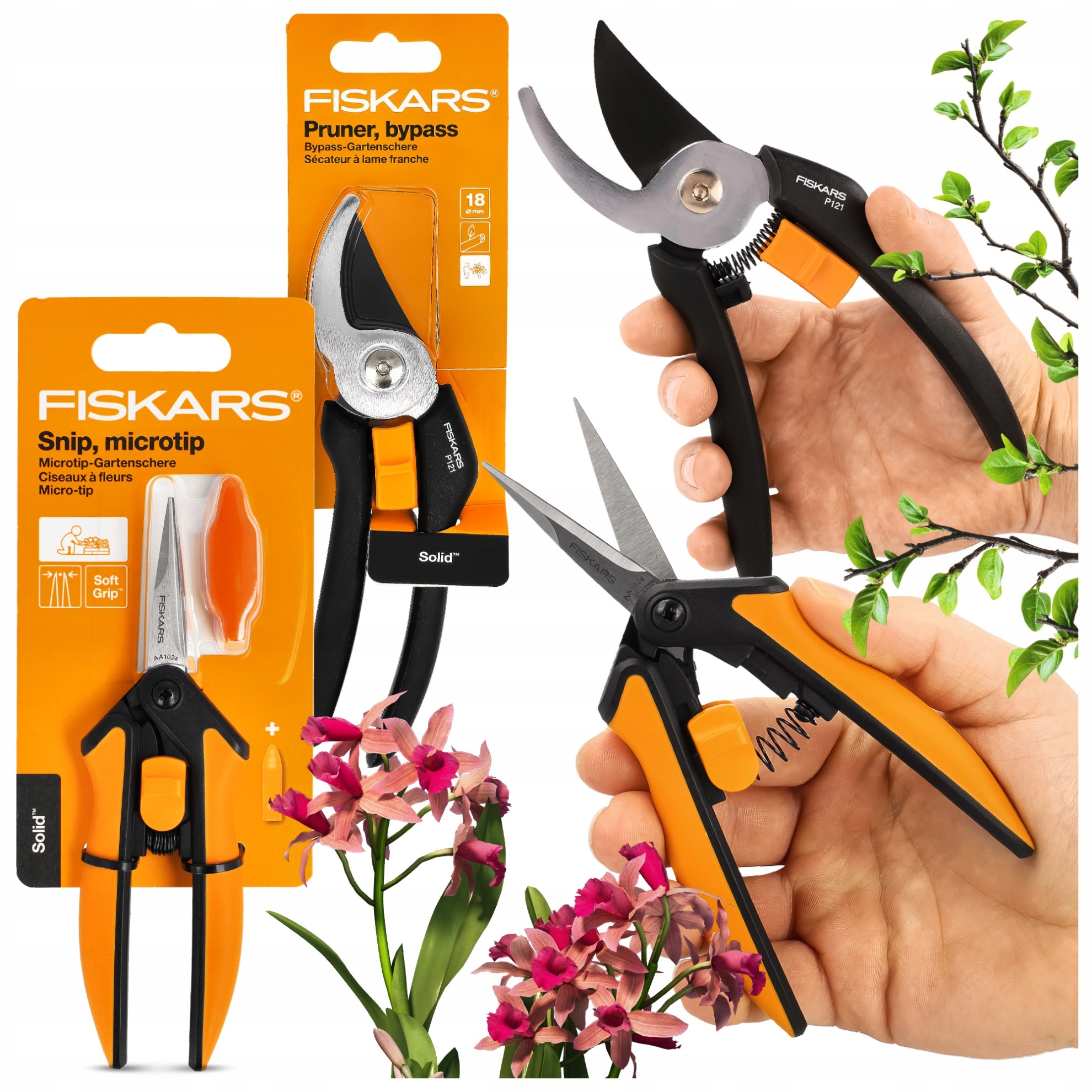 Sekator Nożyce Do Gałęzi Nożyczki Do Kwiatów Roślin Fiskars P121 SP130