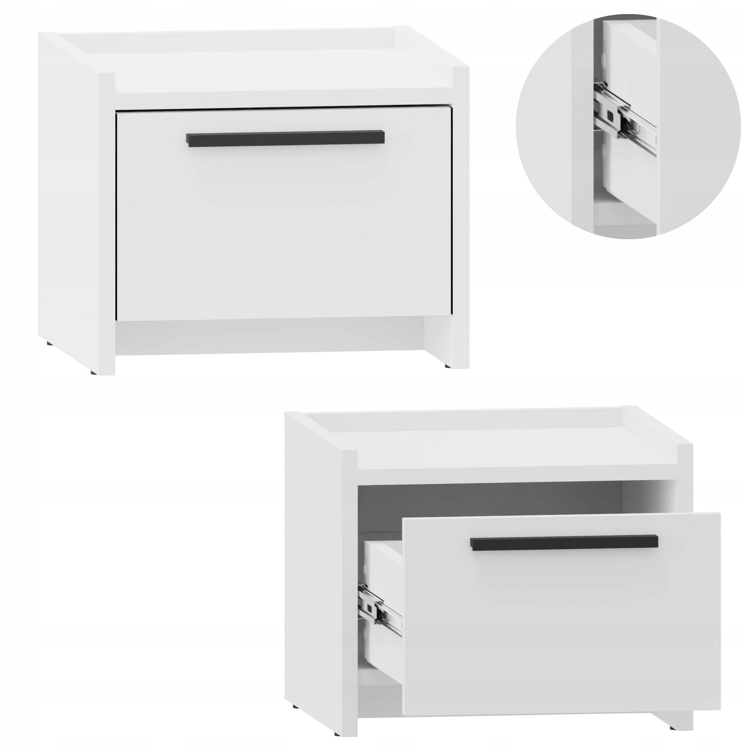 Nočný stolík Altivo 1SW biely nočný stolík veľká priestranná zásuvka