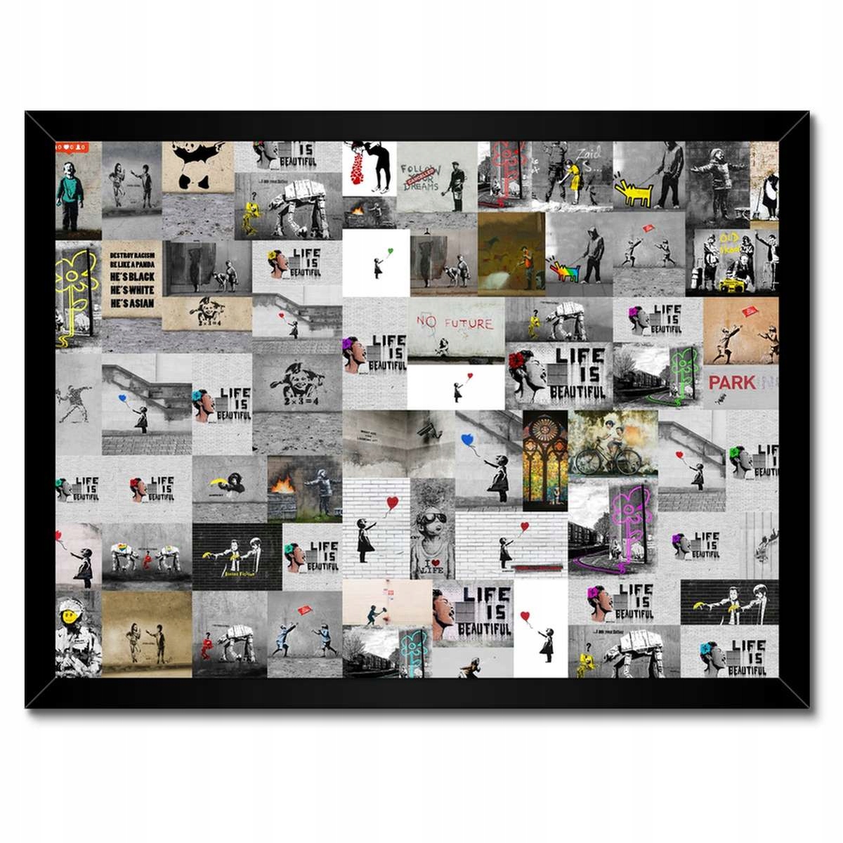 Plakáty v rámu 40x30 Banksy Megamix Koláž